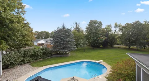 Piscine de jardin entourée de verdure