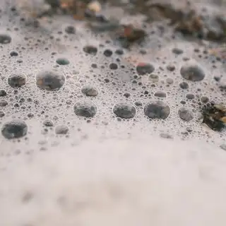 Mousse et bulles à la surface de l'eau
